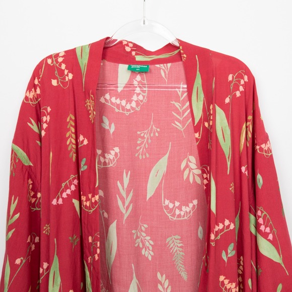 Uncommon Goods Floral Kimono Duster Open‎ Front Lightweight Red M/L - Picture 5 of 11